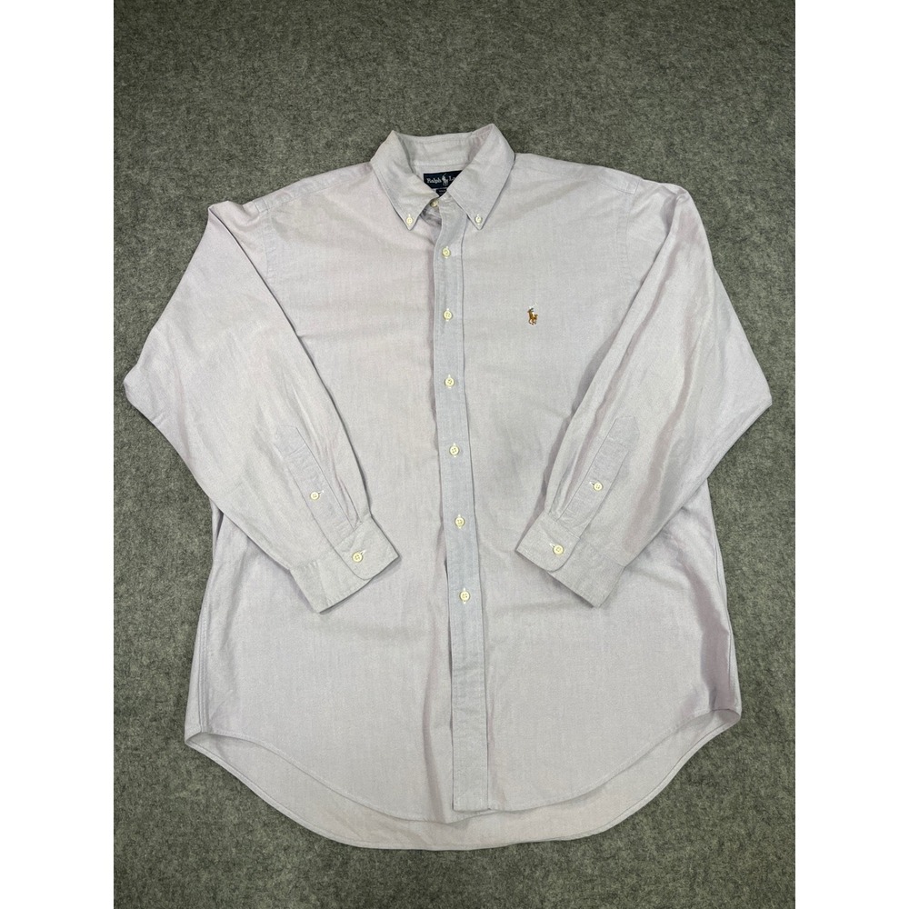 Ralph Lauren Long Sleeve‎ Button Down Shirt Mens 16-33 Lavender Pony Logo - Picture 2 of 8